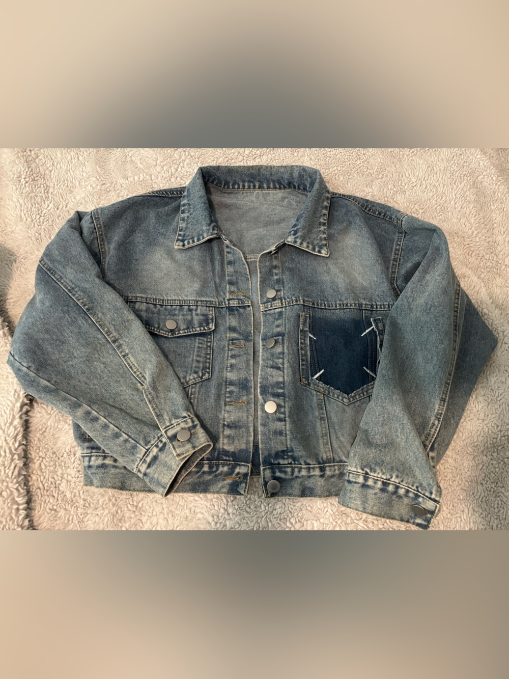 Light blue crop denim jacket